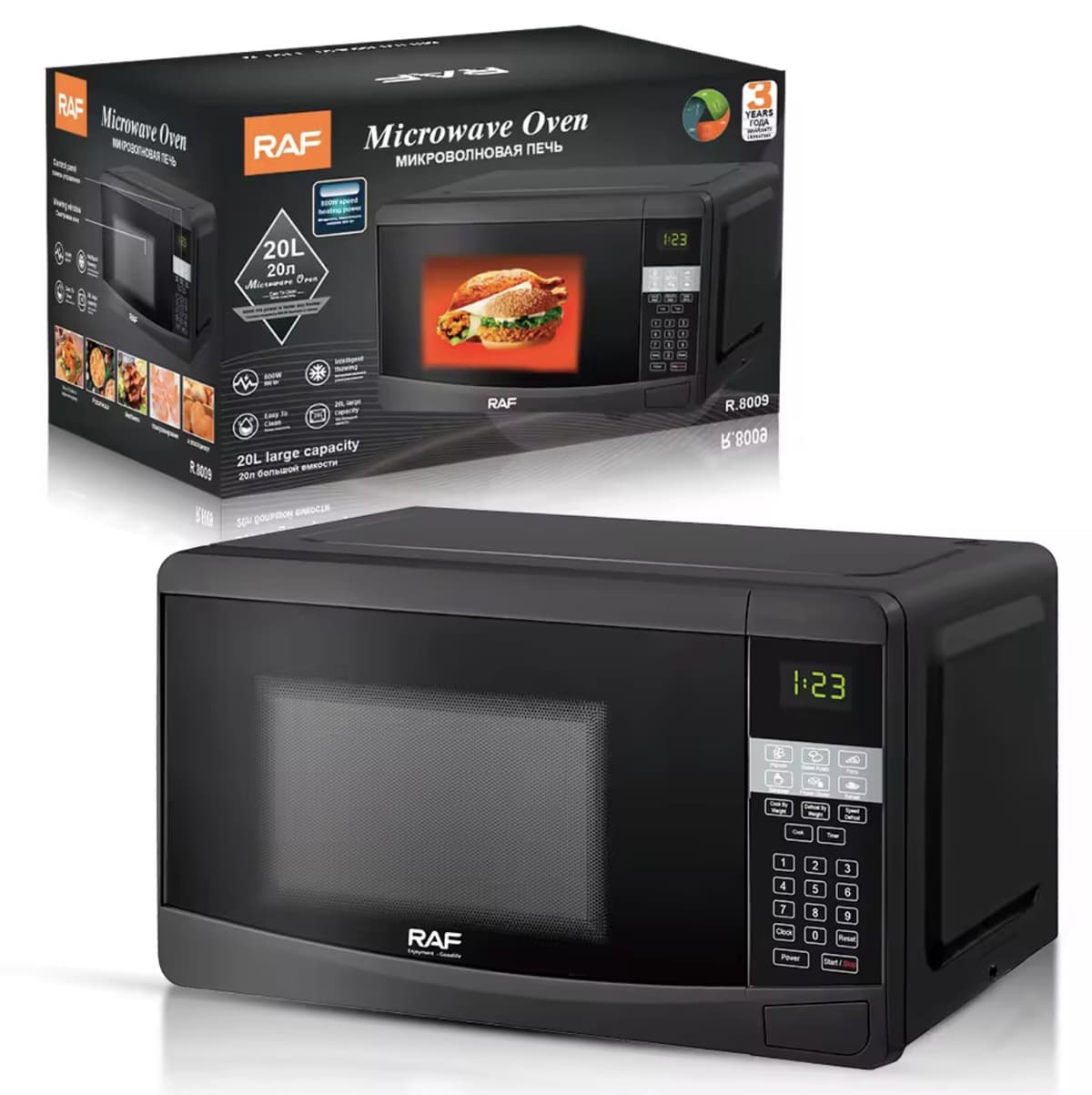 Smart Microwave Oven 20L Auto Menus Glass Turntable Digital Countertop