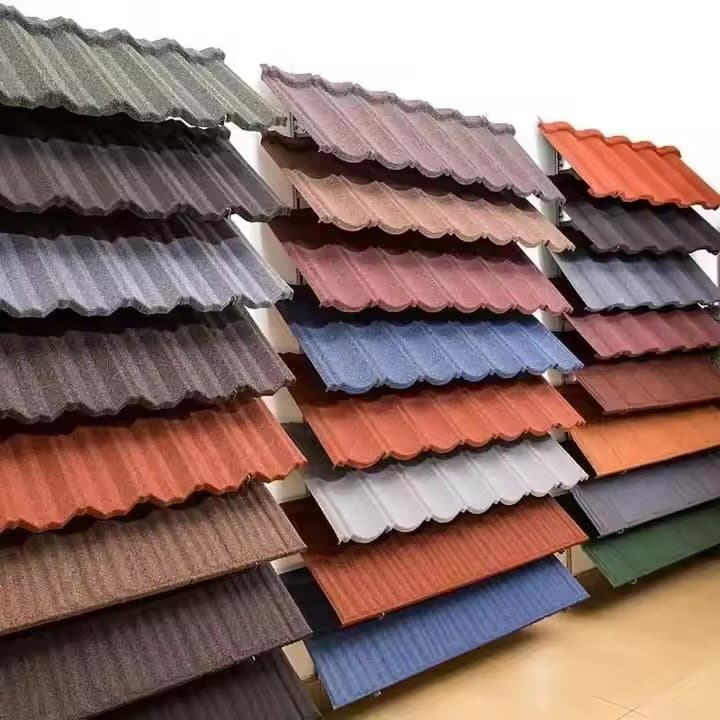 Roofing Material-Shingles Tiles 0.4mm Thickness Stone Coated Aluminium Zinc Steel