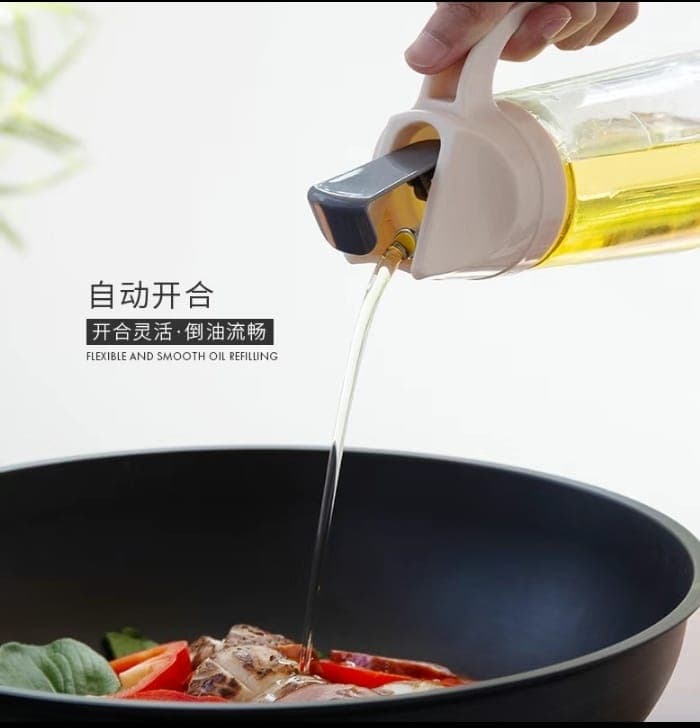 Proof Glass Oil Dispenser with Auto-Open Lid