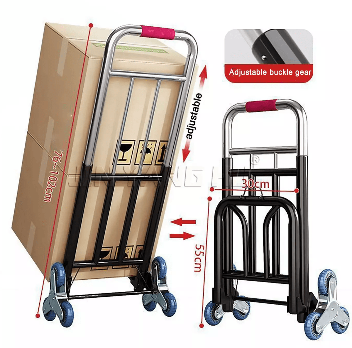 Trolley Light Duty 100kg Stair Climbing Hand Cart – 6-Wheel Heavy-Duty Cargo Transport Trolley
