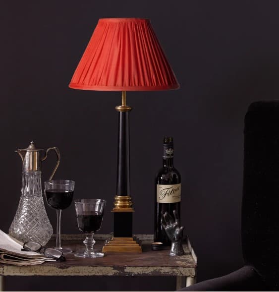 40cm straight empire gathered lampshade in flame stonewashed linen