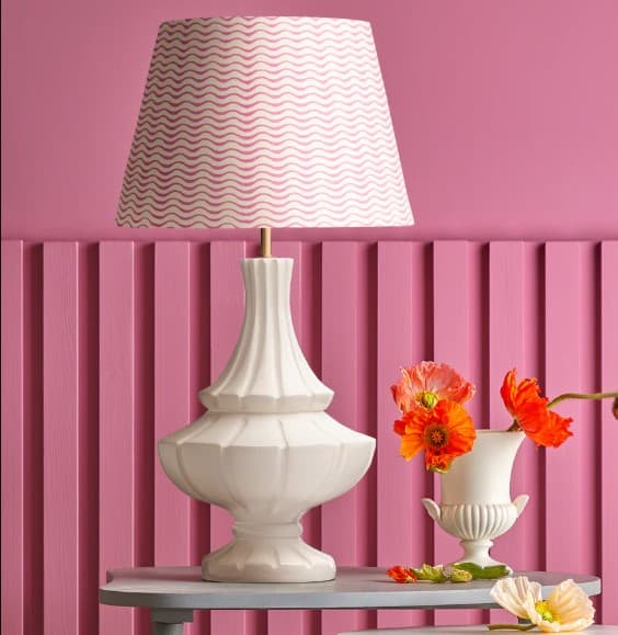 35cm straight empire shade in hot pink ripples hand painted card