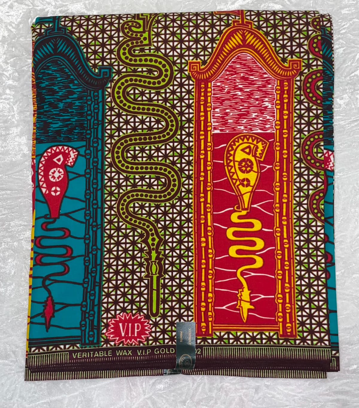 African Ankara Brown & Rainbow Multi Animal Style 6 Yards VIP Fabric