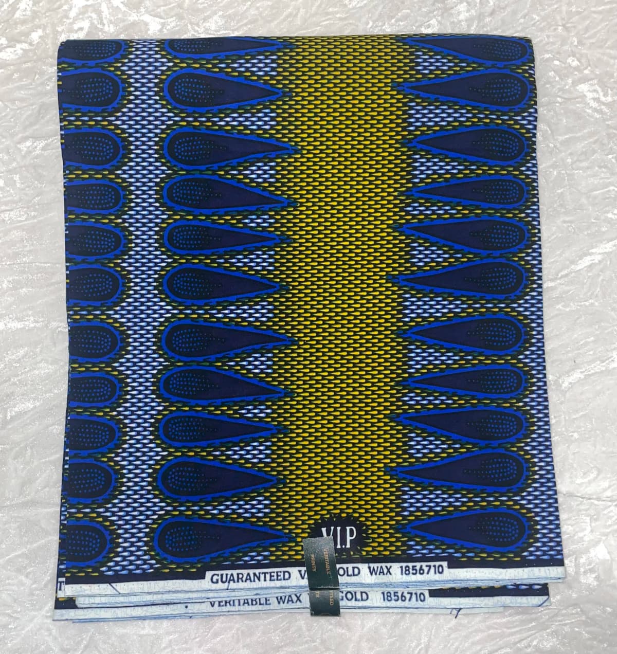 African Ankara Blue & Yellow Multi Droplet 6 Yards VIP Fabric
