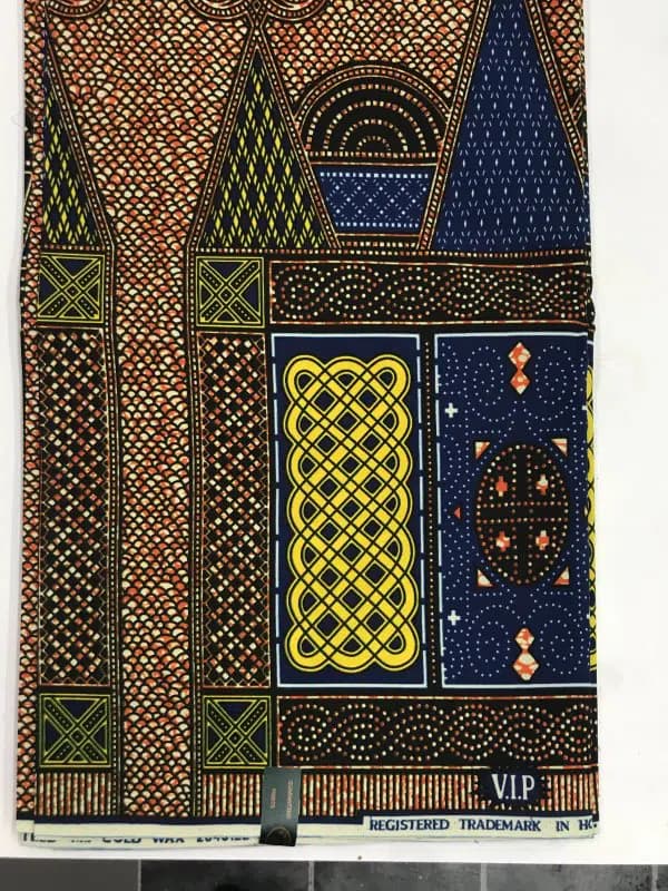 African Ankara Orange, Yellow & Multi 6 Yards VIP Fabric