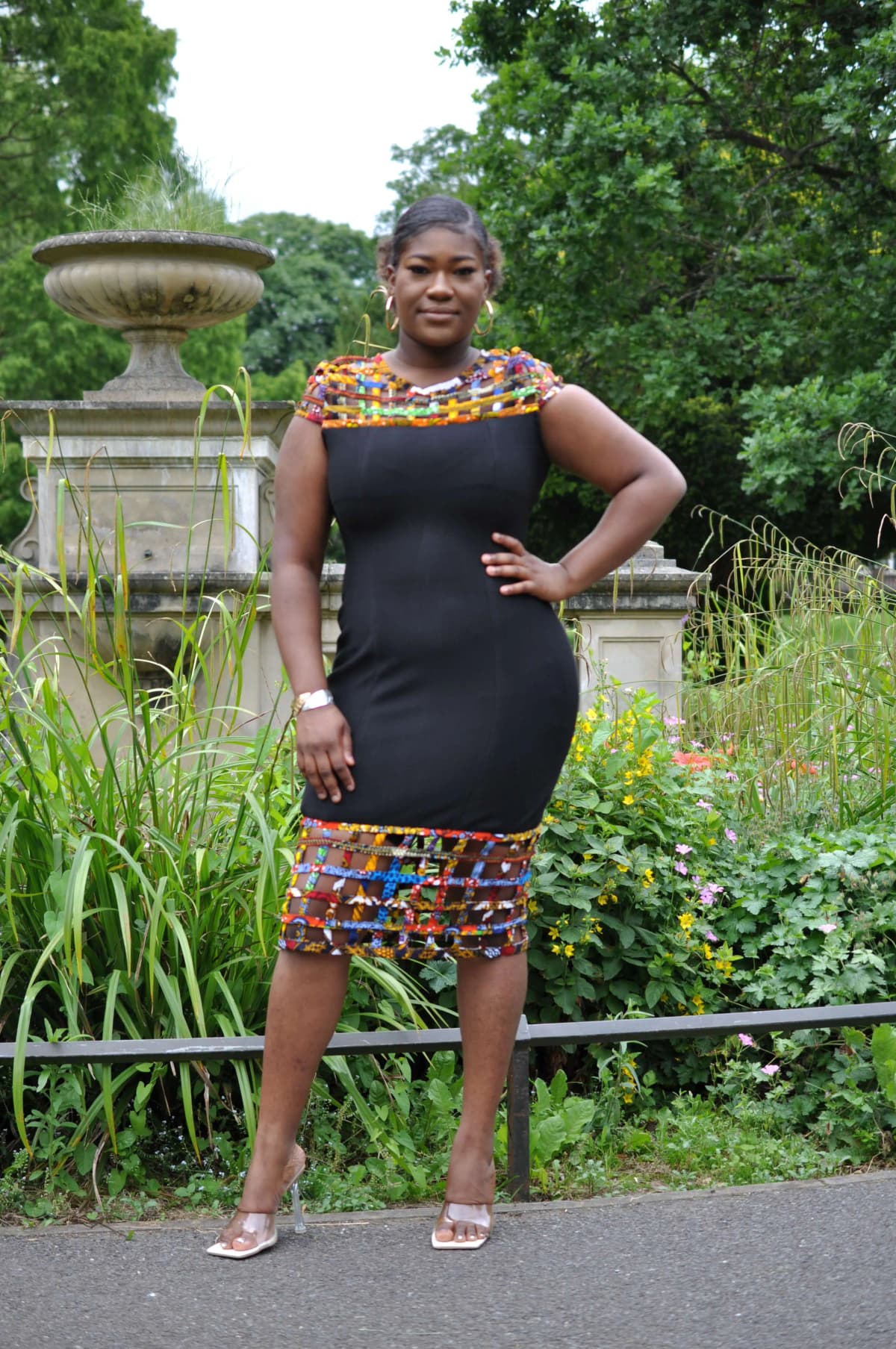 African Print Bodycon Mesh Dress