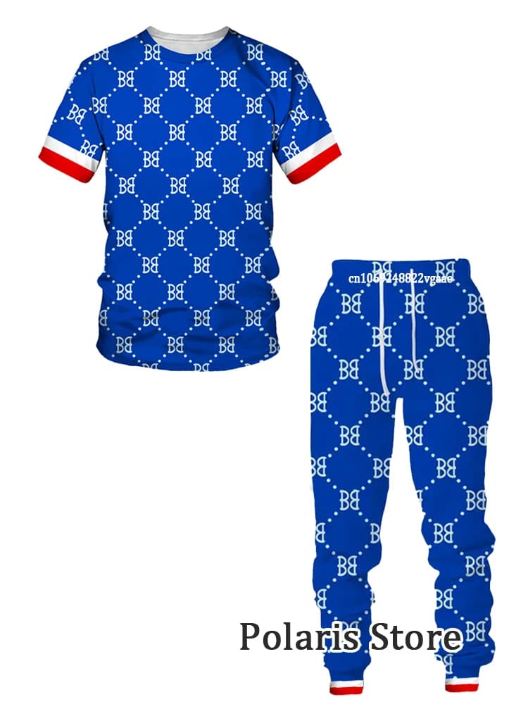 Luxury Designer Men Clothes Fashion Brand Tracksuit Summer T Shirt Pants 2 Piece Outfits Vintage Clothes