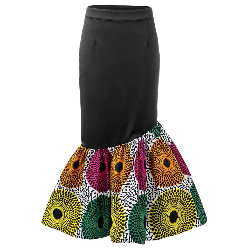 High Quality New Style African Printing Women Skirt Wax Fabric Lady Skirt Fashionable African Women Clothes