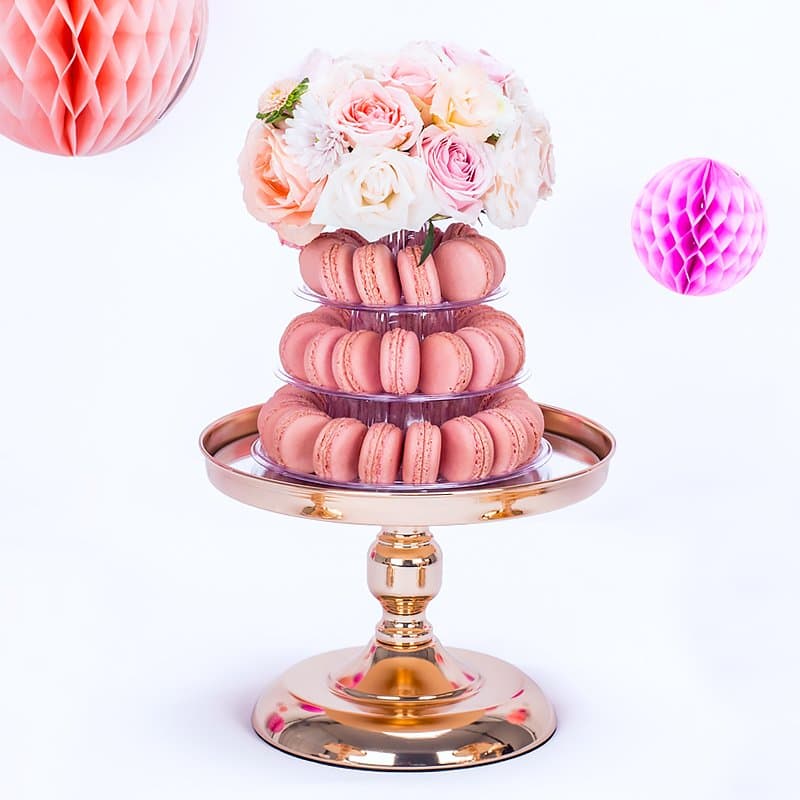 Silver-gold round hanging crystal beaded mirror dessert mini cup cake stand set wedding