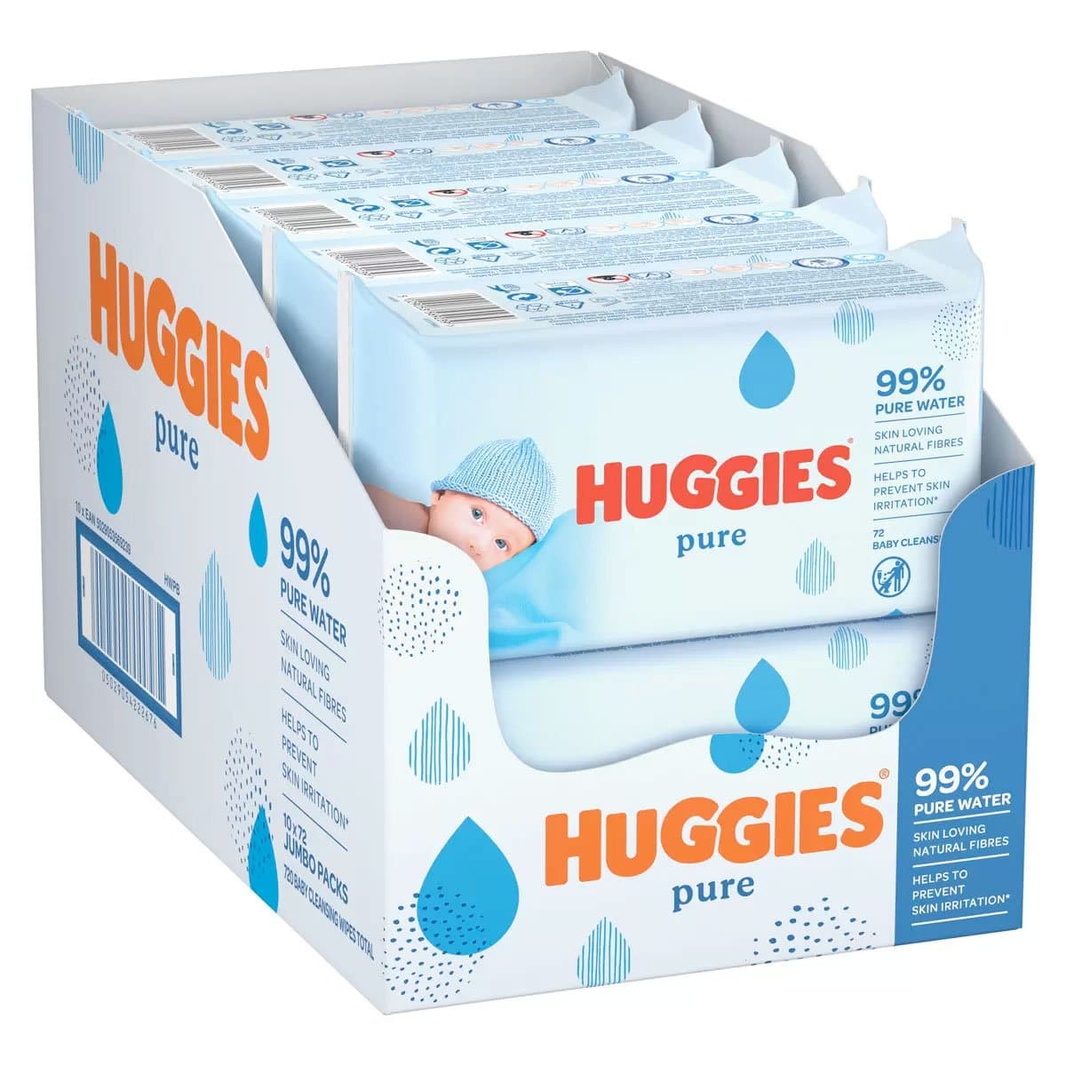 Huggies Pure Baby Wipes, 10 x 72 Wipes