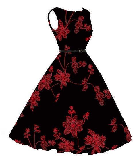 Women Sleeveless Vintage Tea Length Swing A-line Party Dress with Belt